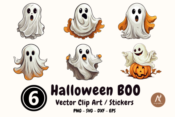 6 Funny Boo Vector Graphics for Print Templates