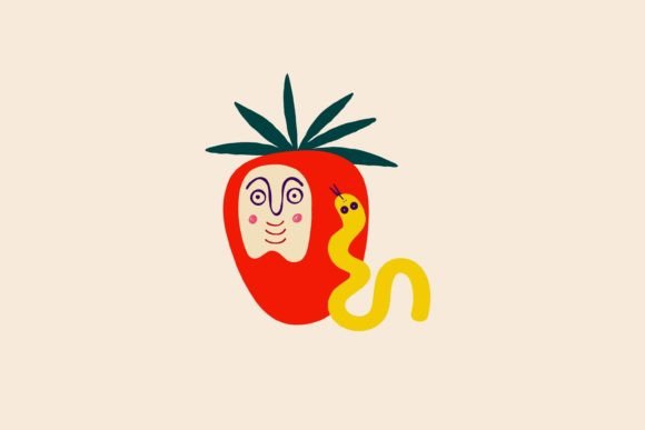 Apple and Worm SVG Clipart for Graphics and Illustrations