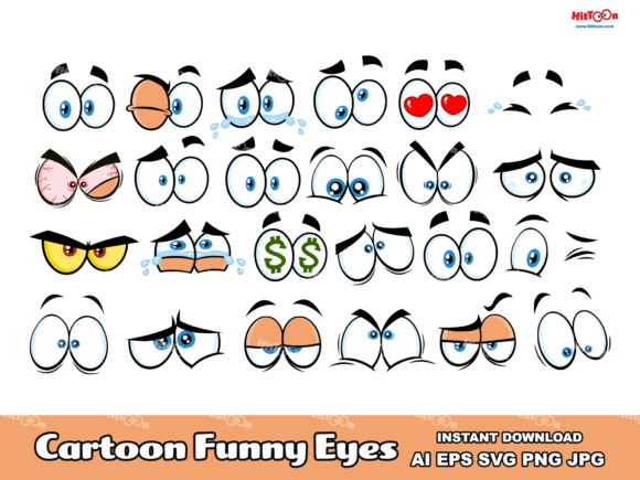 Cartoon Funny Eyes Collection Set for Creative Design Projects