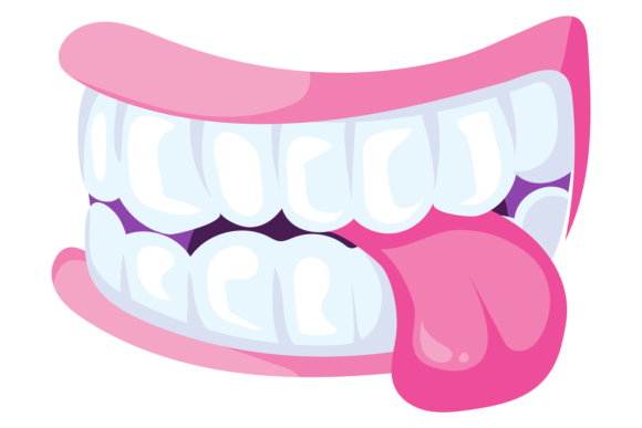 Cartoon Teeth with Tongue out Graphic for Branding