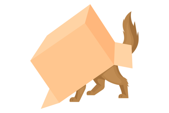 Cat in Paper Box. Playful Pet. Funny Ani Graphics