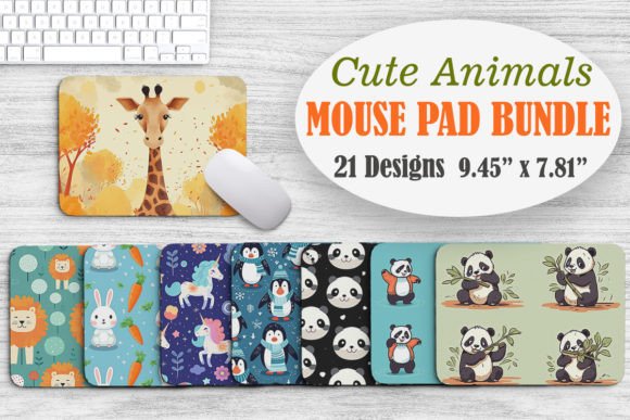 Cute Animals Mouse Pad Bundle for Graphics and Patterns