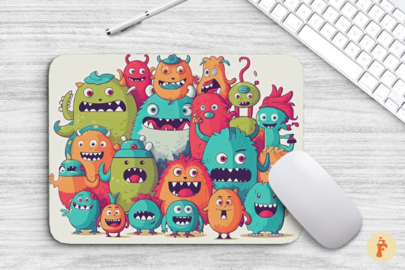 Doodle of Funny Monsters Mouse Pad Graphics