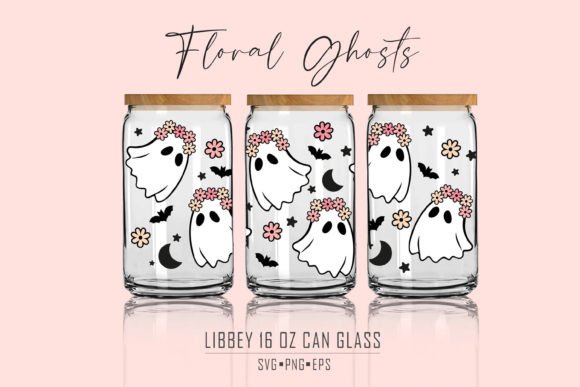 Floral Ghost Libbey Glass Wrap Svg: A Graphic Design Asset for Print Templates