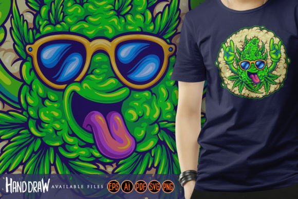 Fun Cannabis Bud Leaf Graphic for Creative Projects