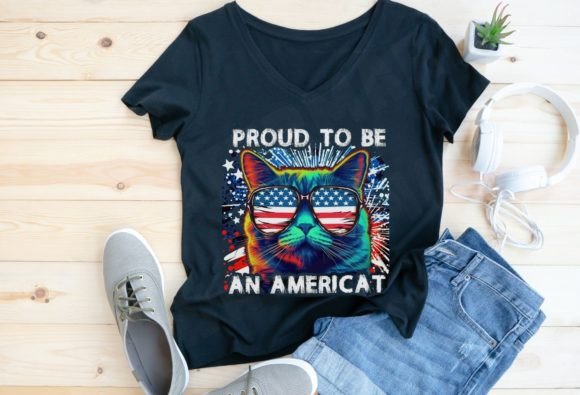 Funny 4th of July Cat Png for T-Shirt Designs and Graphics