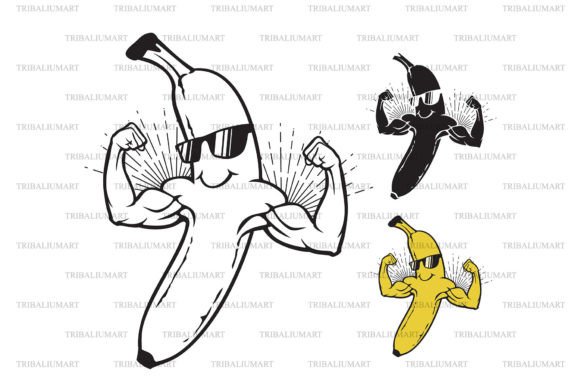 Funny Banana with Strong Arms Graphics