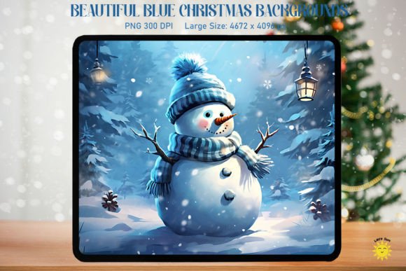 Funny Blue Snowman Xmas Background Graphics