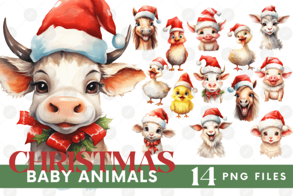 Funny Christmas Farm Animals Graphics