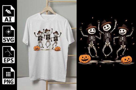 Funny Dancing Skeleton Halloween Graphics for T-Shirt Designs