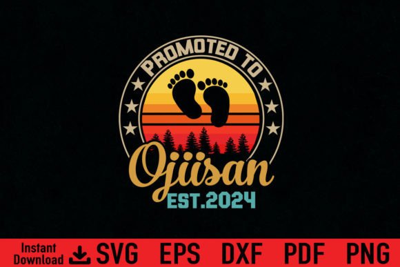 Funny Promoted to Ojiisan Est 2024 Gift Graphics