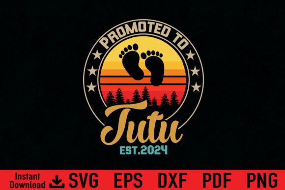 Funny Promoted to Tutu Est 2024 Gift Graphics