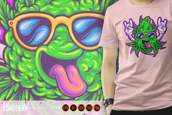 Laugh Funny Monster Cannabis Bud Graphics