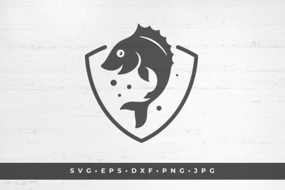 Logo Template with Funny Fish on Shield - A Playful Graphic Illustration