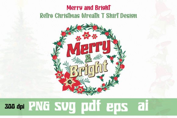 Merry and Bright Christmas Wreath SVG