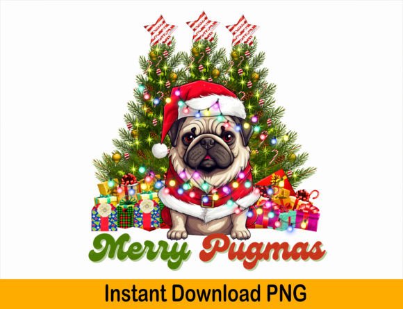 Merry Pugmas Christmas Png for Blog Graphics and T-Shirt Designs