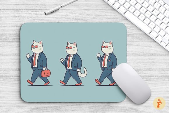Mouse Pad Funny Cats Wearing Suits Graphics for Branding