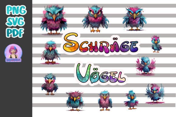 Schräge Vögel Funny Birds Illustration Graphics